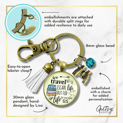 Travel Lover Tassel Keychain Wanderlust Explorer Pendant Adventure Seeker Gift Binoculars Charm  Keychain - Women - Gutsy Goodness Handmade Jewelry