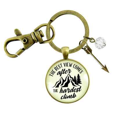 Motivational Keychain Best View After Hardest Climb Jewelry - Gutsy Goodness;Motivational Keychain Best View After Hardest Climb Jewelry