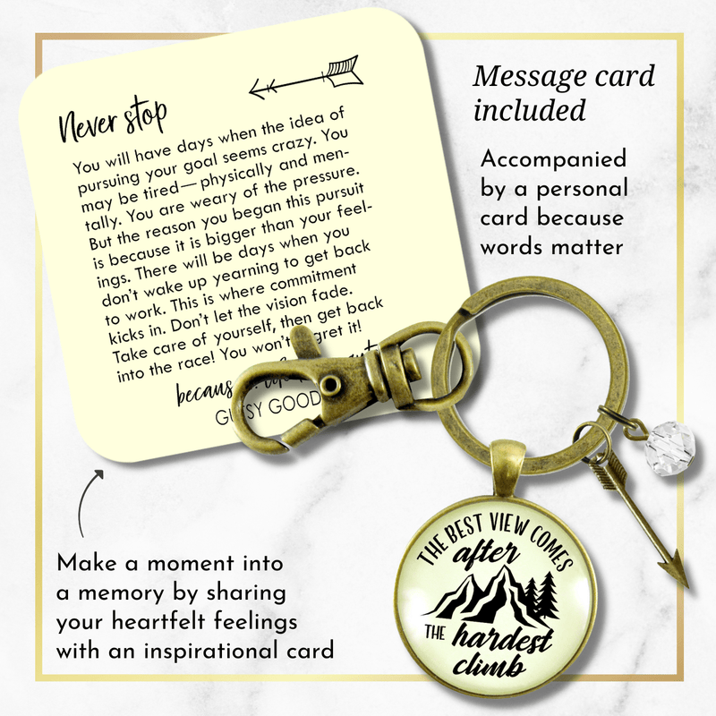 Motivational Keychain Best View After Hardest Climb Jewelry - Gutsy Goodness;Motivational Keychain Best View After Hardest Climb Jewelry