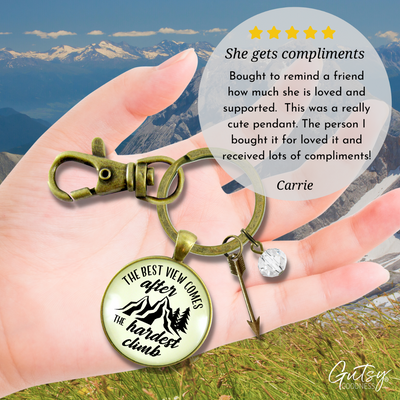 Motivational Keychain Best View After Hardest Climb Jewelry - Gutsy Goodness;Motivational Keychain Best View After Hardest Climb Jewelry