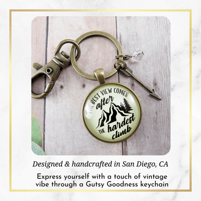 Motivational Keychain Best View After Hardest Climb Jewelry - Gutsy Goodness;Motivational Keychain Best View After Hardest Climb Jewelry