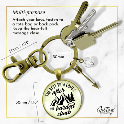 Motivational Keychain Best View After Hardest Climb Jewelry - Gutsy Goodness;Motivational Keychain Best View After Hardest Climb Jewelry