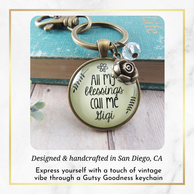 Gigi Keychain All My Blessings Call Me Gigi Gift Quote Grandma Jewelry Gift Flower - Gutsy Goodness Handmade Jewelry;Gigi Keychain All My Blessings Call Me Gigi Gift Quote Grandma Jewelry Gift Flower - Gutsy Goodness Handmade Jewelry Gifts