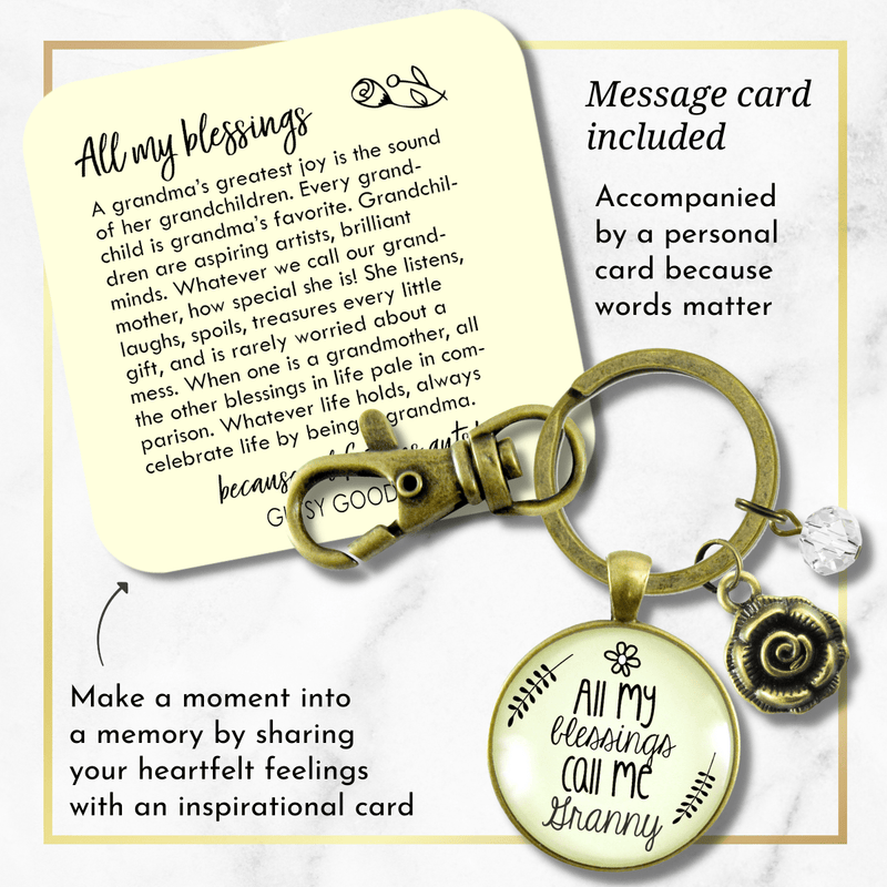 Granny Keychain All My Blessings Grandma Rose Charm Gift Jewelry - Gutsy Goodness Handmade Jewelry;Granny Keychain All My Blessings Grandma Rose Charm Gift Jewelry - Gutsy Goodness Handmade Jewelry Gifts