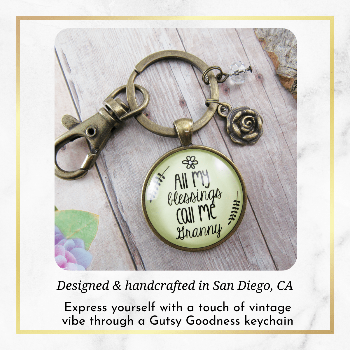 Granny Keychain All My Blessings Grandma Rose Charm Gift Jewelry - Gutsy Goodness Handmade Jewelry;Granny Keychain All My Blessings Grandma Rose Charm Gift Jewelry - Gutsy Goodness Handmade Jewelry Gifts