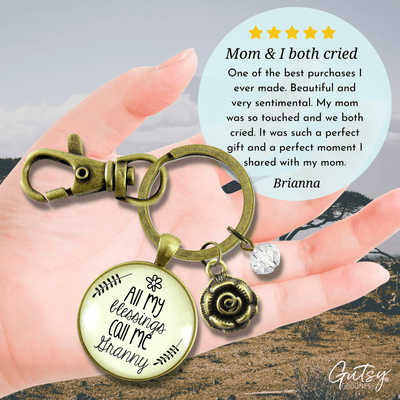 Granny Keychain All My Blessings Grandma Rose Charm Gift Jewelry - Gutsy Goodness Handmade Jewelry;Granny Keychain All My Blessings Grandma Rose Charm Gift Jewelry - Gutsy Goodness Handmade Jewelry Gifts