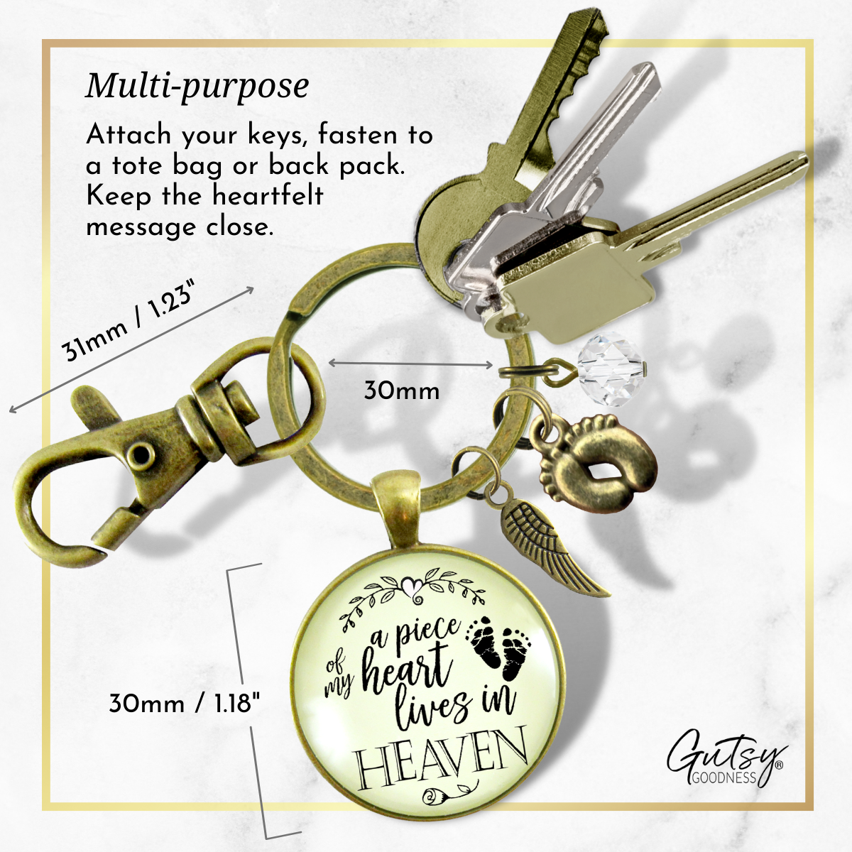 Miscarriage Baby Loss Keychain Piece of Heart Heaven Memory Baby Feet Jewelry  Keychain - Women - Gutsy Goodness Handmade Jewelry