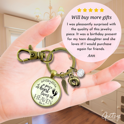 Miscarriage Baby Loss Keychain Piece of Heart Heaven Memory Baby Feet Jewelry  Keychain - Women - Gutsy Goodness Handmade Jewelry