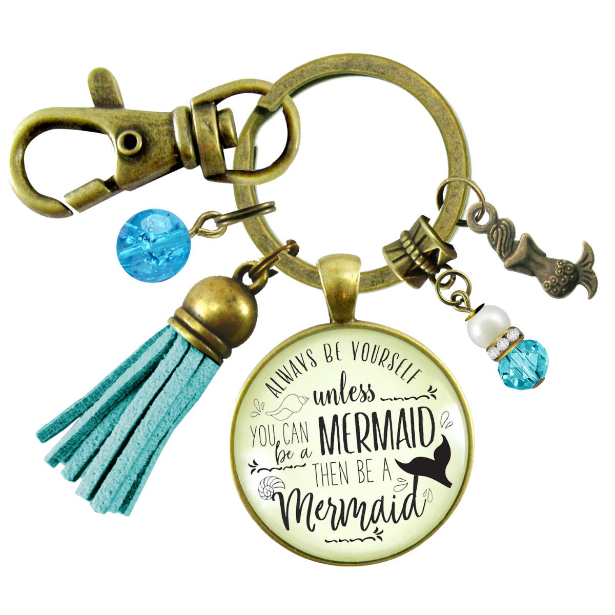 Mermaid Keychain Always Be Yourself Unless Ocean Tropical Jewelry Beach Charms Tassel - Gutsy Goodness