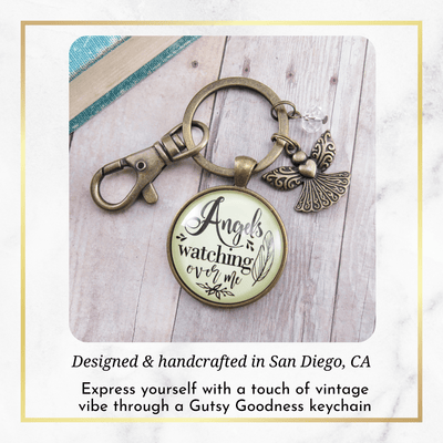 Angels Watching Over Me Keychain Guardian Angel Memorial Gift Heaven Inspired - Gutsy Goodness
