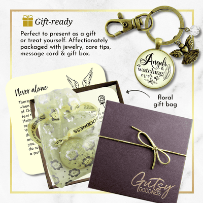 Angels Watching Over Me Keychain Guardian Angel Memorial Gift Heaven Inspired - Gutsy Goodness