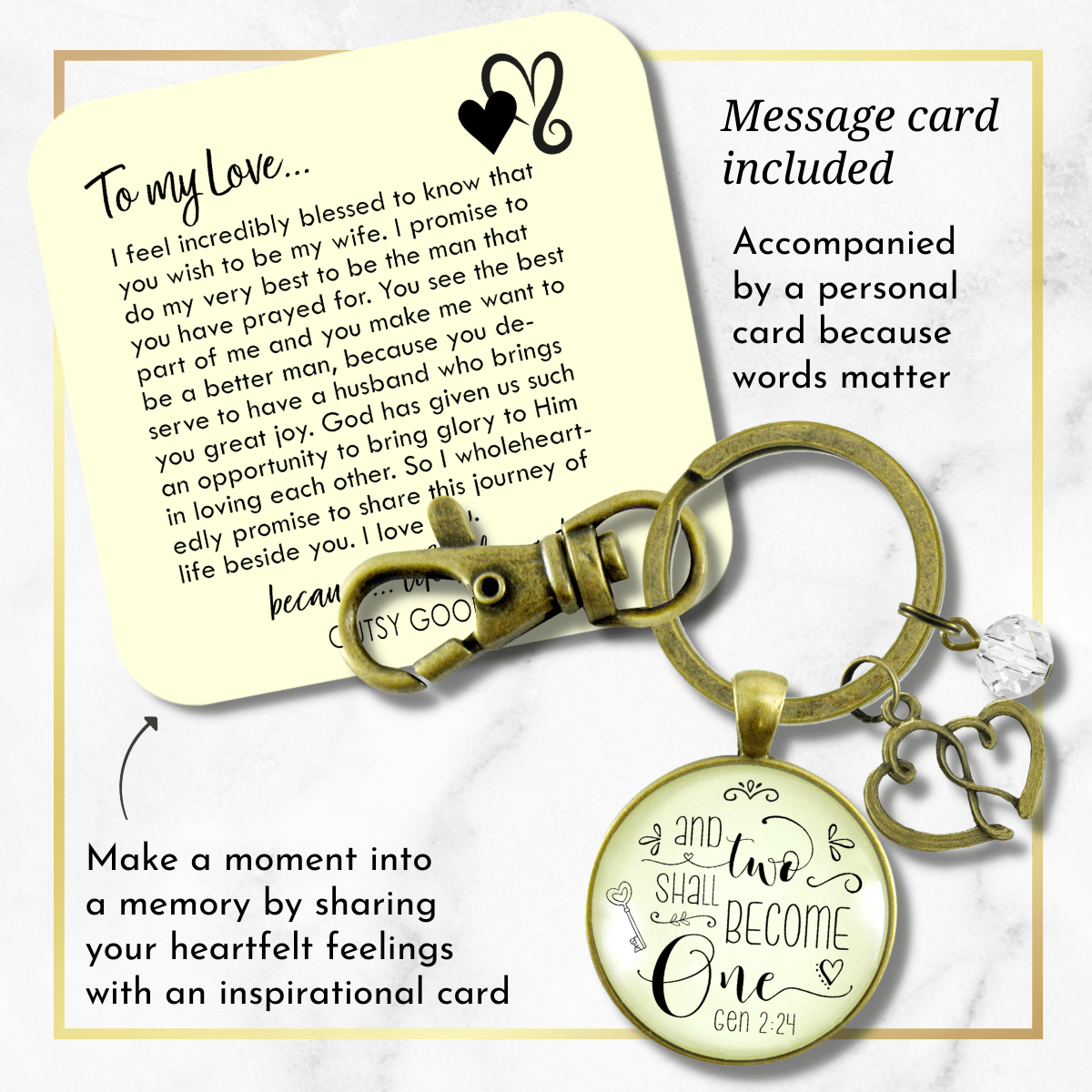 Christian Couples Jewelry Two Shall Become One Keychain Gift Romantic Charm - Gutsy Goodness Handmade Jewelry;Christian Couples Jewelry Two Shall Become One Keychain Gift Romantic Charm - Gutsy Goodness Handmade Jewelry Gifts
