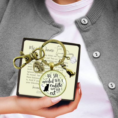 Cat Keychain All She Needed Was Cuddle Gift Quote Kitty Lover Related Cat Jewelry For Women - Gutsy Goodness Handmade Jewelry;Cat Keychain All She Needed Was Cuddle Gift Quote Kitty Lover Related Cat Jewelry For Women - Gutsy Goodness Handmade Jewelry Gifts