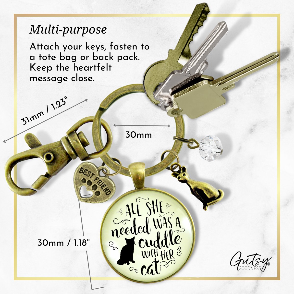 Cat Keychain All She Needed Was Cuddle Gift Quote Kitty Lover Related Cat Jewelry For Women - Gutsy Goodness Handmade Jewelry;Cat Keychain All She Needed Was Cuddle Gift Quote Kitty Lover Related Cat Jewelry For Women - Gutsy Goodness Handmade Jewelry Gifts