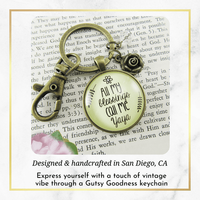 Yaya Keychain All My Blessings Call Me Ya-Ya Greek Grandma Charm Jewelry Gift - Gutsy Goodness Handmade Jewelry;Yaya Keychain All My Blessings Call Me Ya-Ya Greek Grandma Charm Jewelry Gift - Gutsy Goodness Handmade Jewelry Gifts