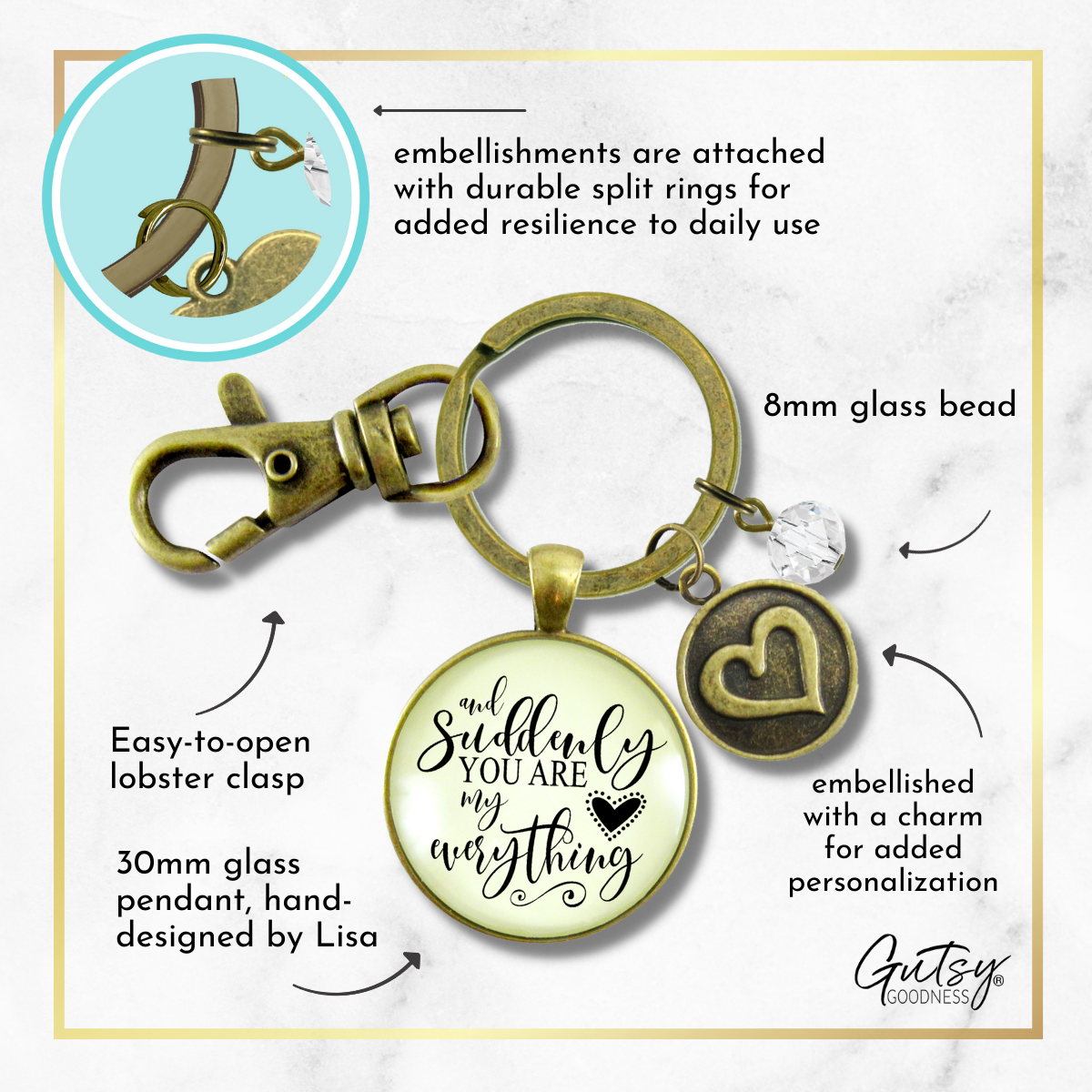 First Mother's Day Keychain And Suddenly You Are My Everything Rustic Mom Jewelry Heart - Gutsy Goodness Handmade Jewelry;First Mother's Day Keychain And Suddenly You Are My Everything Rustic Mom Jewelry Heart - Gutsy Goodness Handmade Jewelry Gifts