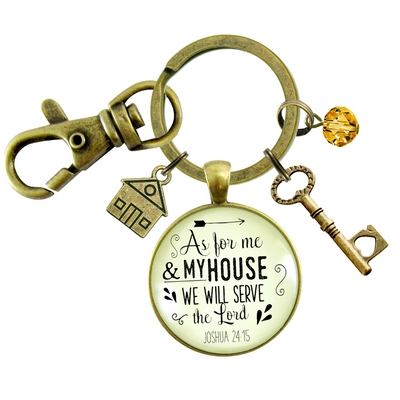 As For Me and My House We Will Serve The Lord Keychain Faith Inspired House Key Charm - Gutsy Goodness