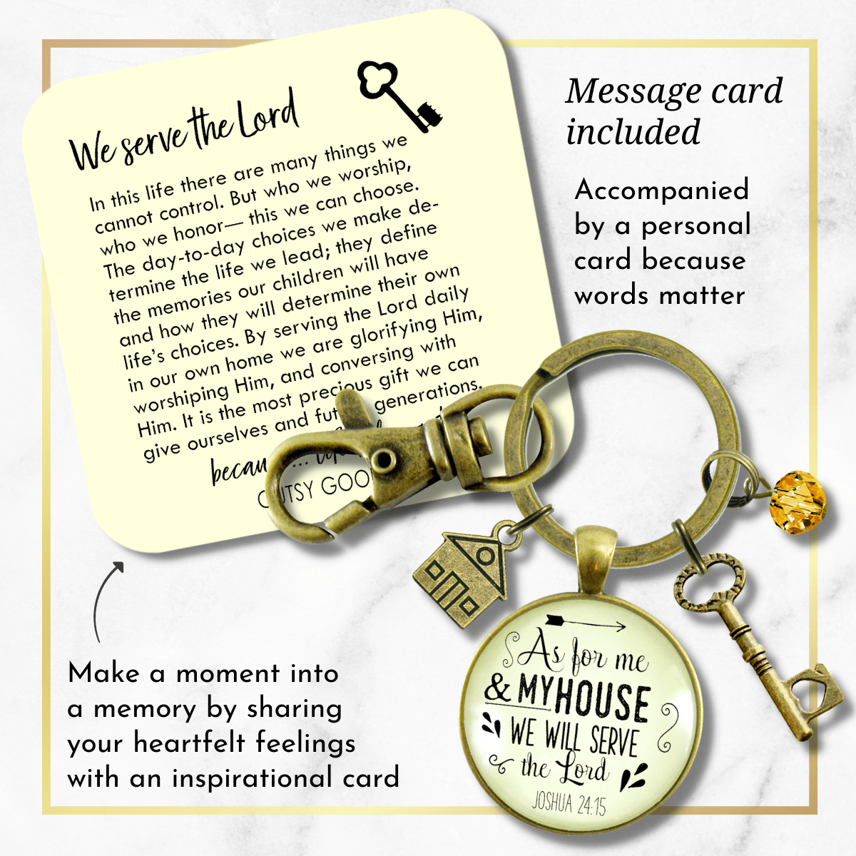 As For Me and My House We Will Serve The Lord Keychain Faith Inspired House Key Charm - Gutsy Goodness