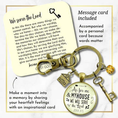 As For Me and My House We Will Serve The Lord Keychain Faith Inspired House Key Charm - Gutsy Goodness