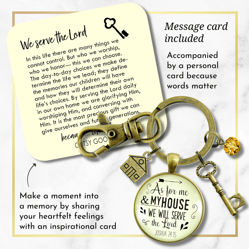 As For Me and My House We Will Serve The Lord Keychain Faith Inspired House Key Charm - Gutsy Goodness
