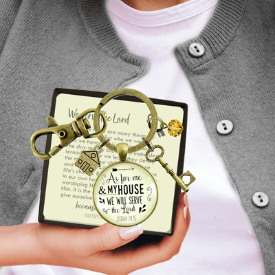 As For Me and My House We Will Serve The Lord Keychain Faith Inspired House Key Charm - Gutsy Goodness