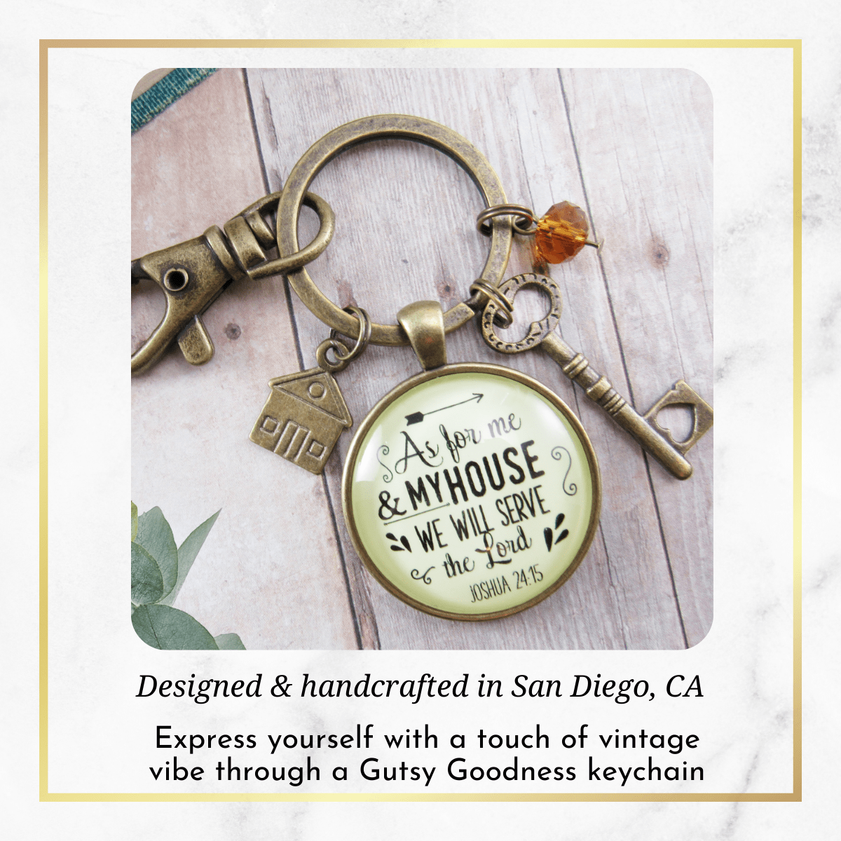 As For Me and My House We Will Serve The Lord Keychain Faith Inspired House Key Charm - Gutsy Goodness