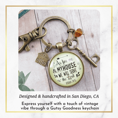 As For Me and My House We Will Serve The Lord Keychain Faith Inspired House Key Charm - Gutsy Goodness