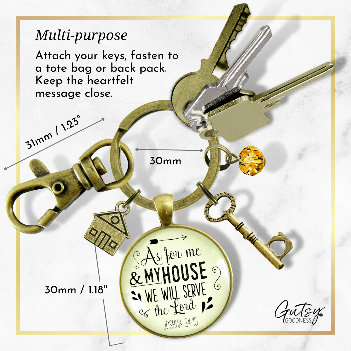 As For Me and My House We Will Serve The Lord Keychain Faith Inspired House Key Charm - Gutsy Goodness
