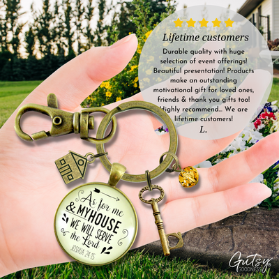 As For Me and My House We Will Serve The Lord Keychain Faith Inspired House Key Charm - Gutsy Goodness