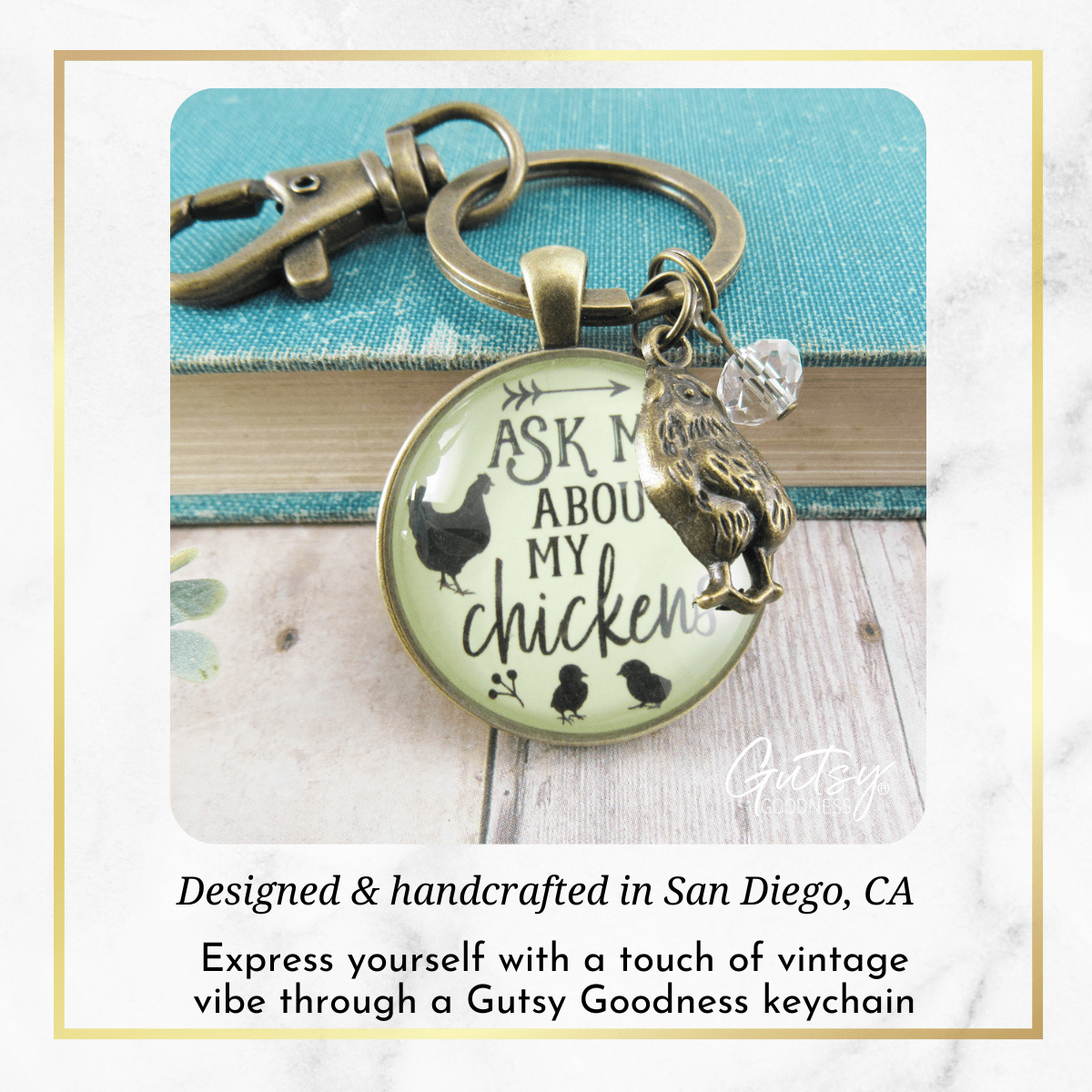 Chicken Mom Keychain Ask Me About My Chickens Novelty Gift Farm Life Inspired - Gutsy Goodness Handmade Jewelry;Chicken Mom Keychain Ask Me About My Chickens Novelty Gift Farm Life Inspired - Gutsy Goodness Handmade Jewelry Gifts