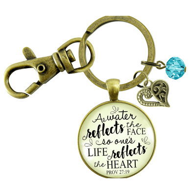 Faith Keychain As Water Reflects Life Heart Inspired Womens Jewelry Heart Charm - Gutsy Goodness