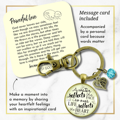 Faith Keychain As Water Reflects Life Heart Inspired Womens Jewelry Heart Charm - Gutsy Goodness