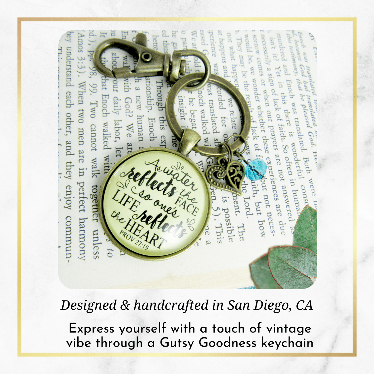 Faith Keychain As Water Reflects Life Heart Inspired Womens Jewelry Heart Charm - Gutsy Goodness