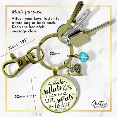 Faith Keychain As Water Reflects Life Heart Inspired Womens Jewelry Heart Charm - Gutsy Goodness