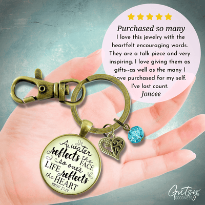 Faith Keychain As Water Reflects Life Heart Inspired Womens Jewelry Heart Charm - Gutsy Goodness