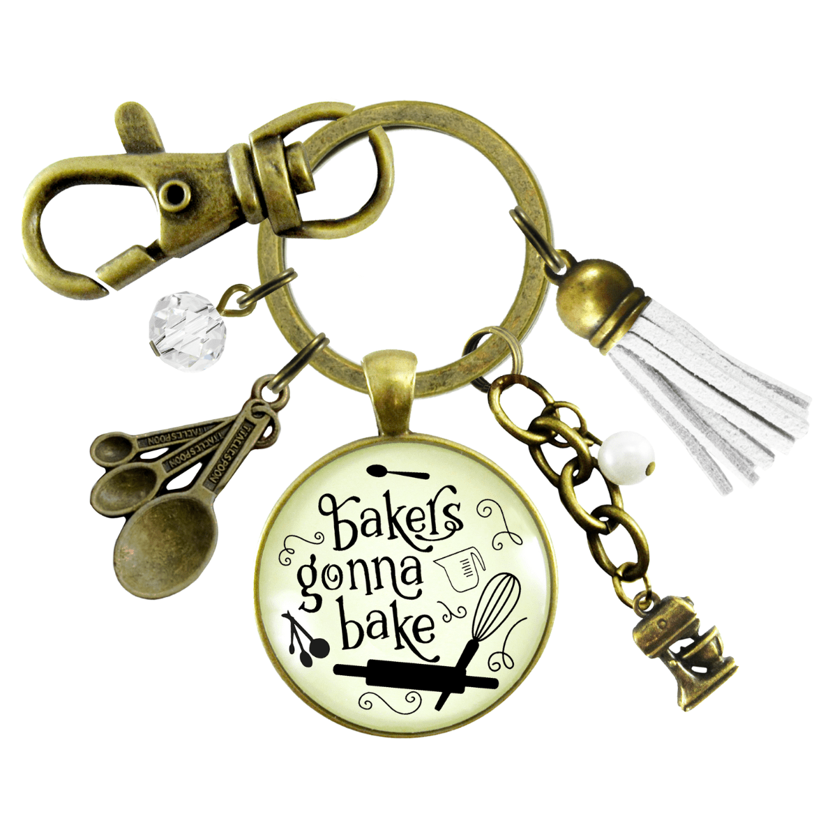 Baking Keychain Bakers Gonna Bake Jewelry For Women Gift Retro Culinary Mixing Bowl - Gutsy Goodness