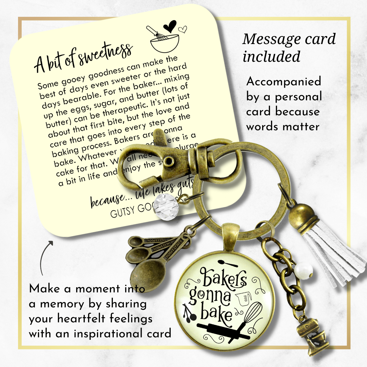 Baking Keychain Bakers Gonna Bake Jewelry For Women Gift Retro Culinary Mixing Bowl - Gutsy Goodness
