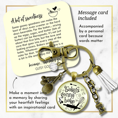 Baking Keychain Bakers Gonna Bake Jewelry For Women Gift Retro Culinary Mixing Bowl - Gutsy Goodness