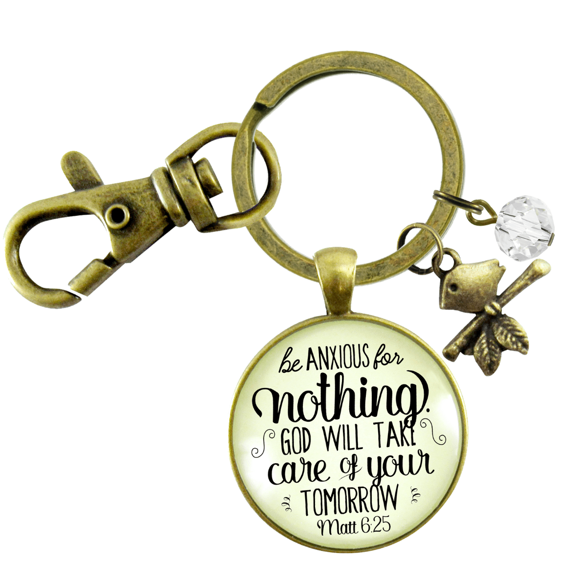 Be Anxious for Nothing Keychain Believer Reminder Message Jewelry Brid Charm - Gutsy Goodness Handmade Jewelry;Be Anxious For Nothing Keychain Believer Reminder Message Jewelry Brid Charm - Gutsy Goodness Handmade Jewelry Gifts