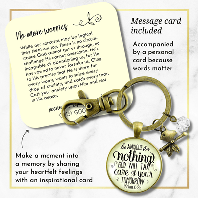 Be Anxious for Nothing Keychain Believer Reminder Message Jewelry Brid Charm - Gutsy Goodness Handmade Jewelry;Be Anxious For Nothing Keychain Believer Reminder Message Jewelry Brid Charm - Gutsy Goodness Handmade Jewelry Gifts