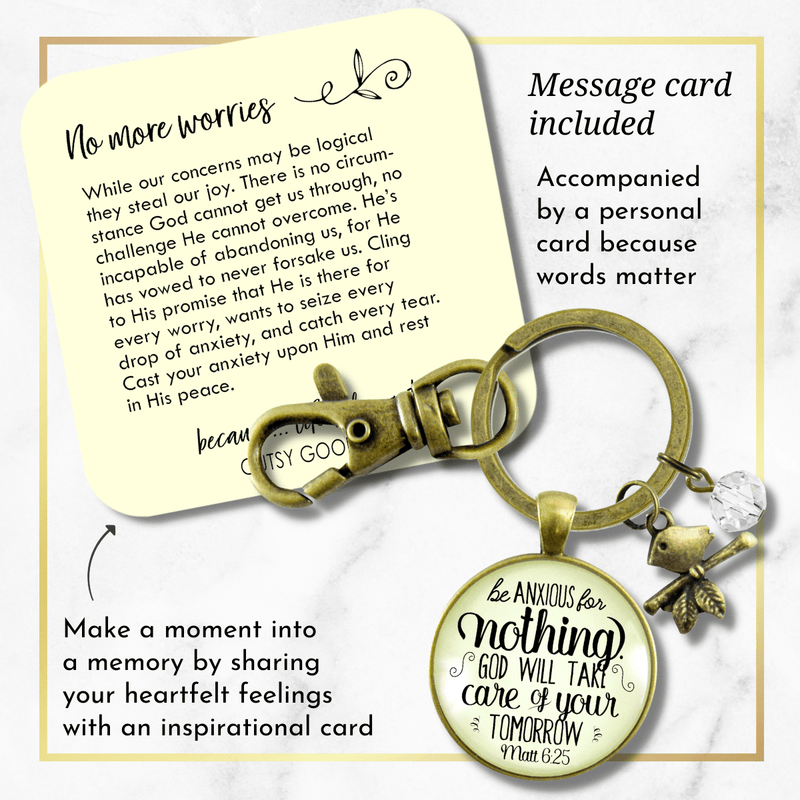 Be Anxious for Nothing Keychain Believer Reminder Message Jewelry Brid Charm - Gutsy Goodness Handmade Jewelry;Be Anxious For Nothing Keychain Believer Reminder Message Jewelry Brid Charm - Gutsy Goodness Handmade Jewelry Gifts