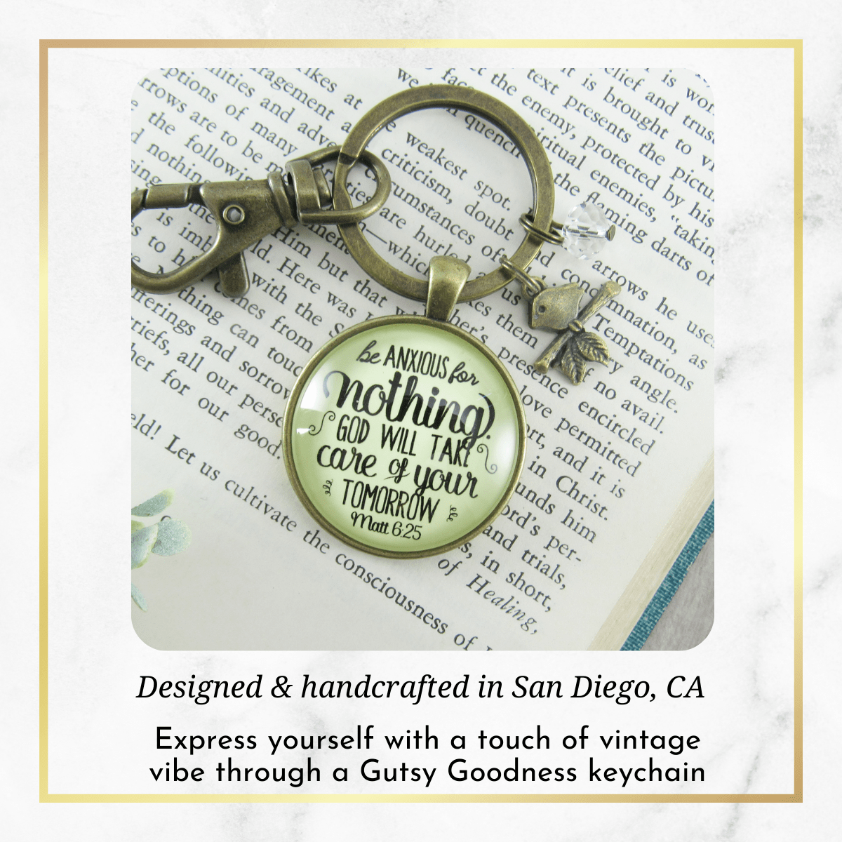 Be Anxious for Nothing Keychain Believer Reminder Message Jewelry Brid Charm - Gutsy Goodness Handmade Jewelry;Be Anxious For Nothing Keychain Believer Reminder Message Jewelry Brid Charm - Gutsy Goodness Handmade Jewelry Gifts