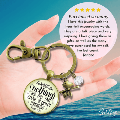 Be Anxious for Nothing Keychain Believer Reminder Message Jewelry Brid Charm - Gutsy Goodness Handmade Jewelry;Be Anxious For Nothing Keychain Believer Reminder Message Jewelry Brid Charm - Gutsy Goodness Handmade Jewelry Gifts