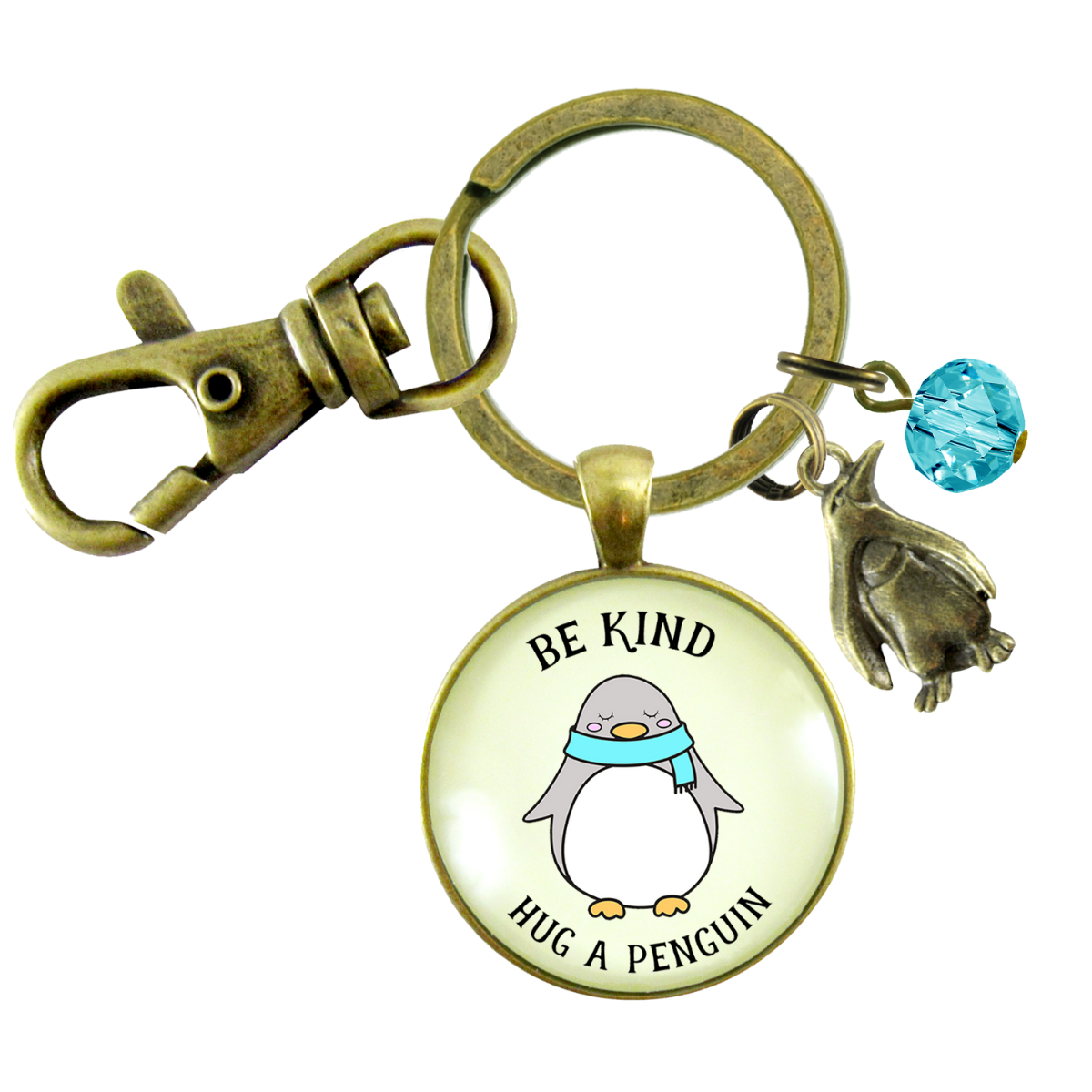 Penguin Keychain Be Kind Hug A Penguin Theme Friendship Jewelry - Gutsy Goodness
