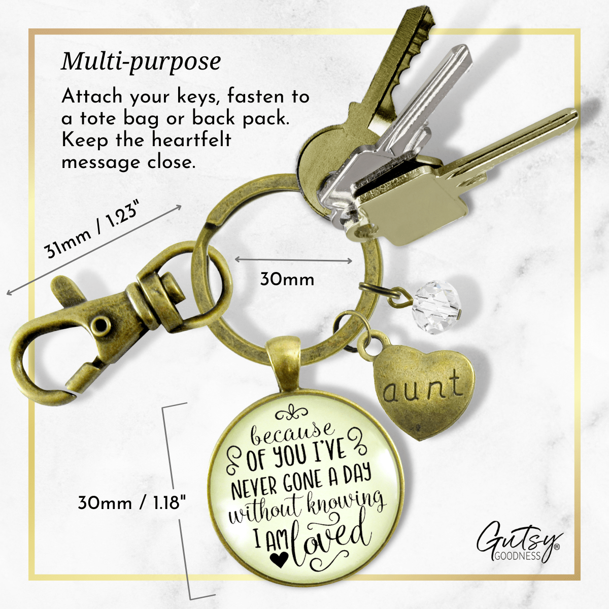 Aunt Keychain Because Of Your Love Sentimental Gift Family Jewelry - Gutsy Goodness Handmade Jewelry;Aunt Keychain Because Of Your Love Sentimental Gift Family Jewelry - Gutsy Goodness Handmade Jewelry Gifts