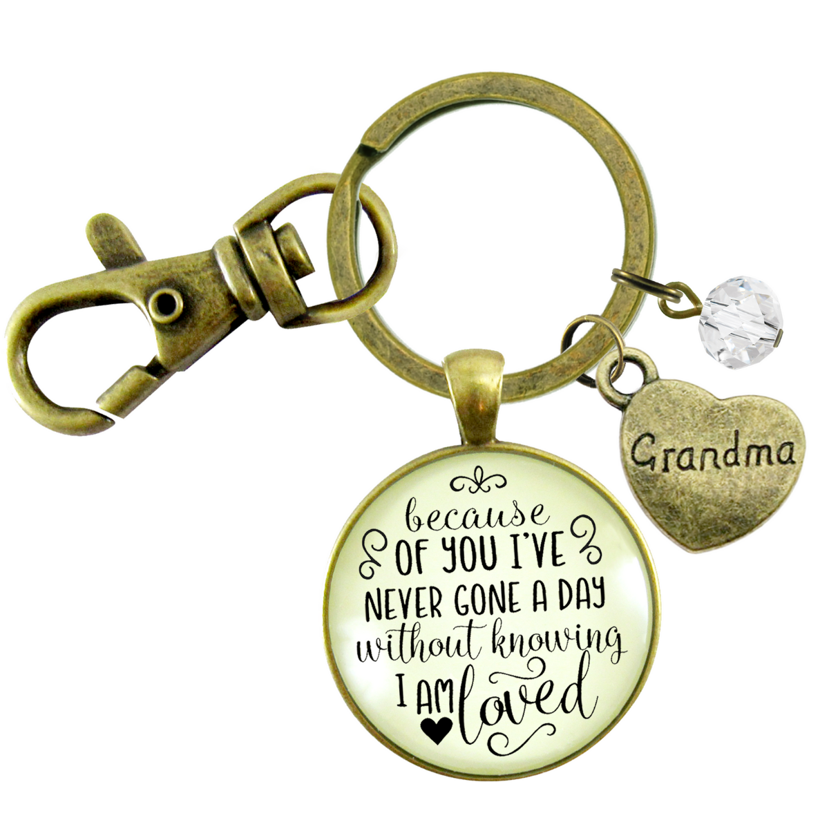 Grandma Keychain Because Of You I've Never Gone Without Love Gift Jewelry  Keychain - Women - Gutsy Goodness Handmade Jewelry
