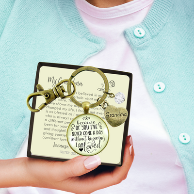 Grandma Keychain Because Of You I've Never Gone Without Love Gift Jewelry  Keychain - Women - Gutsy Goodness Handmade Jewelry