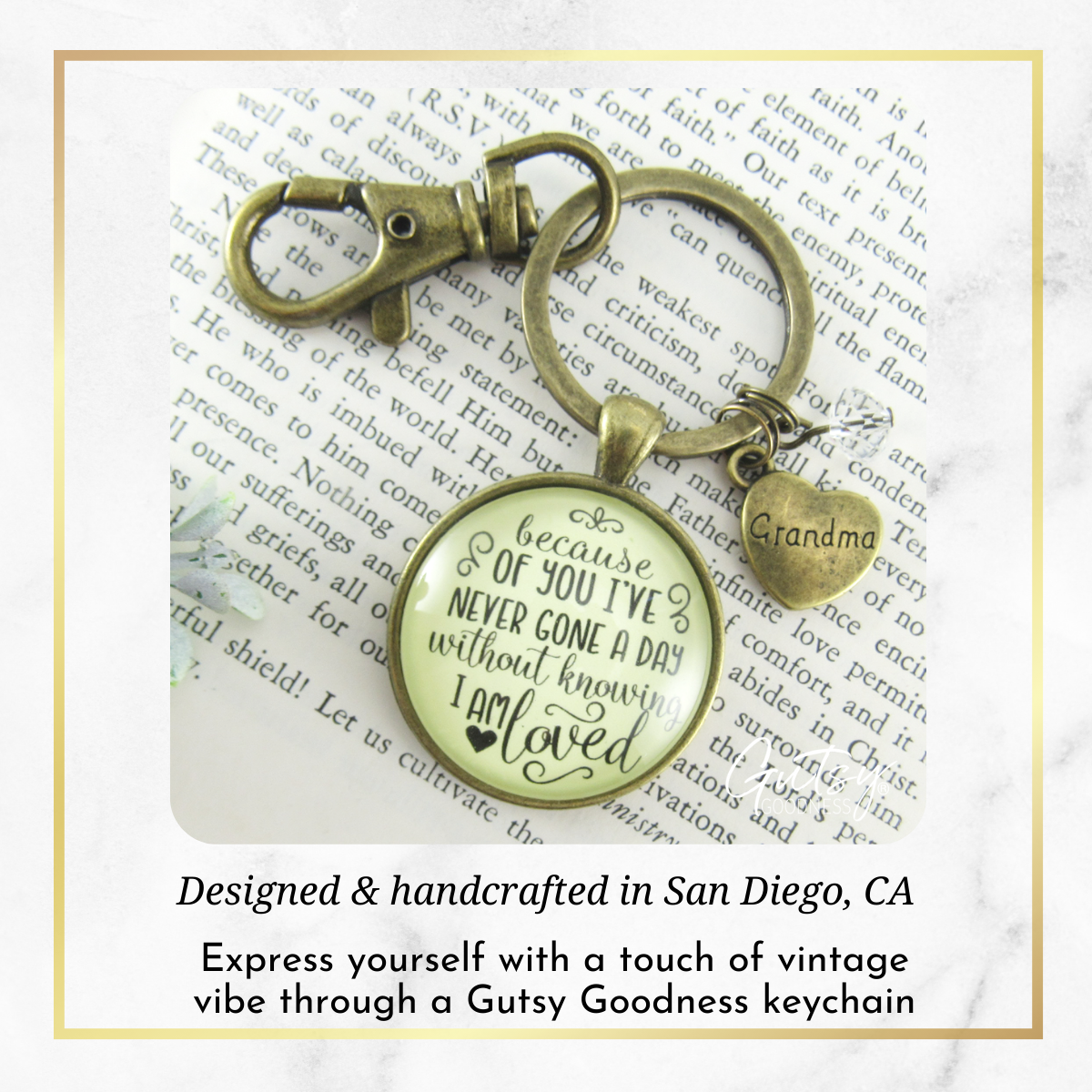 Grandma Keychain Because Of You I've Never Gone Without Love Gift Jewelry  Keychain - Women - Gutsy Goodness Handmade Jewelry