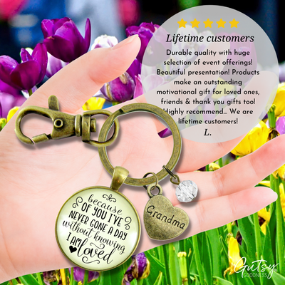Grandma Keychain Because Of You I've Never Gone Without Love Gift Jewelry  Keychain - Women - Gutsy Goodness Handmade Jewelry
