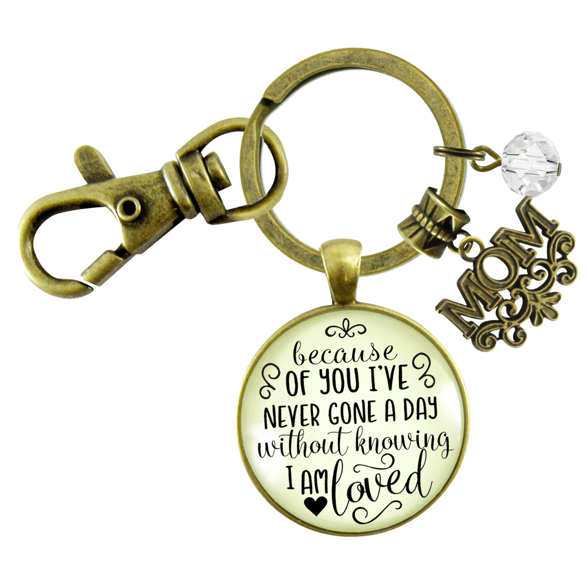 Mom Keychain Because Of You I've Never Gone Without Love Gift From Blessed Daughter Jewelry - Gutsy Goodness
